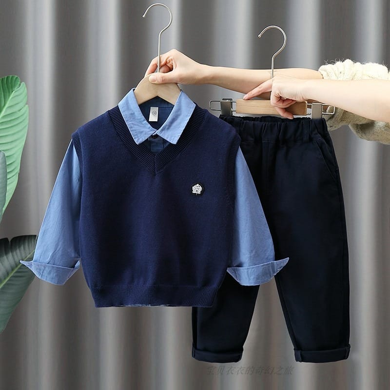 学院風ベストシャツパンツ3点セット