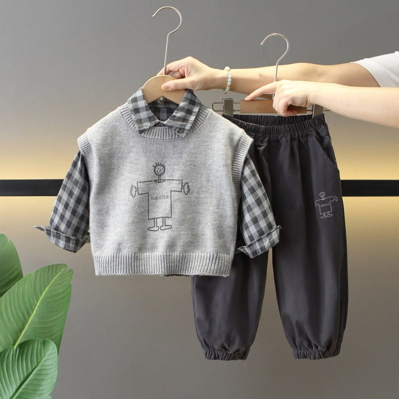 スマイルベストチェックシャツパンツ3点セット