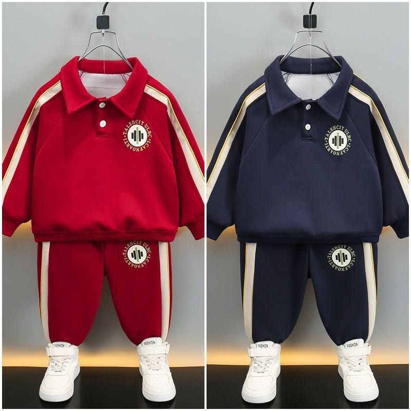 POLO襟サイドラインスウェット上下セット