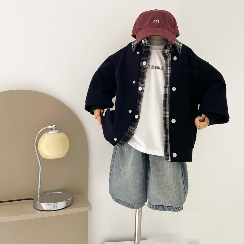 【KID】チェックシャツレイヤード風カーディガン
