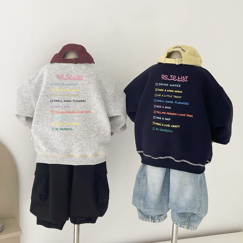 【KID】カラフル英字バックプリント配色ステッチトレーナー