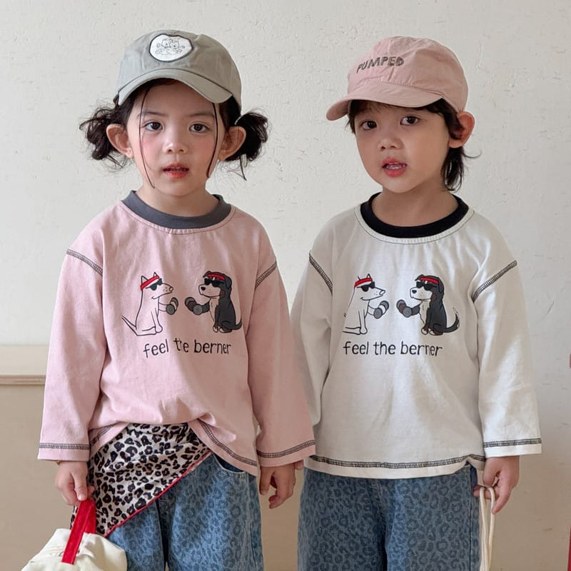 ドッグプリントグラフィック長袖コットンTシャツ