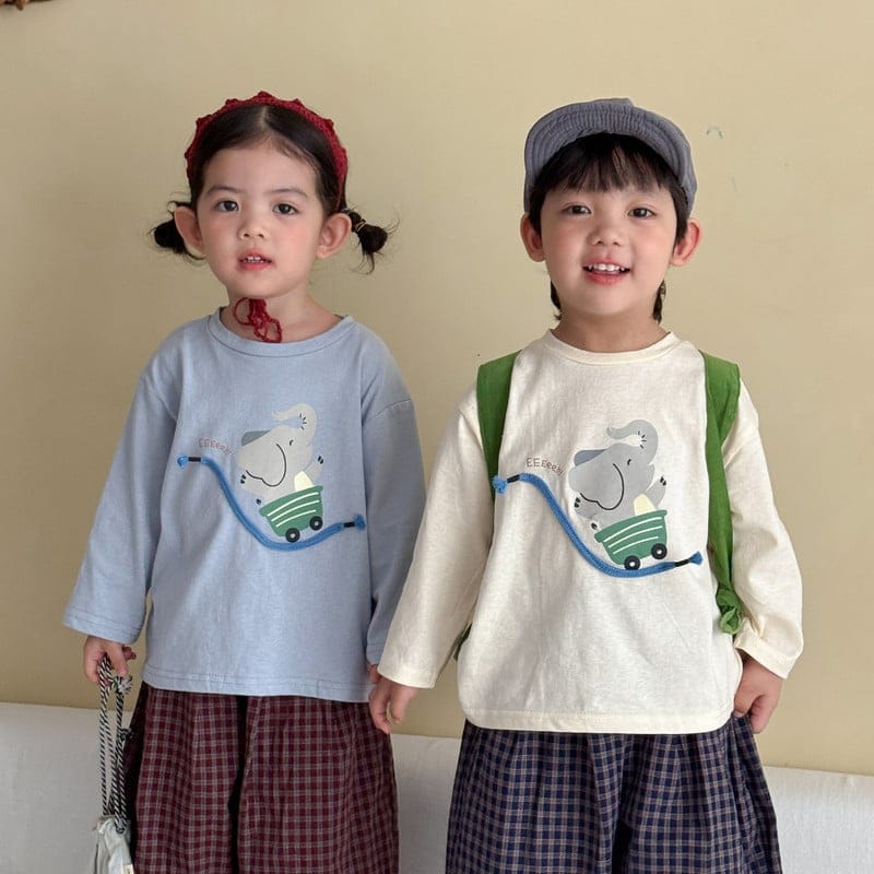 ぞうローラーコースタープリント長袖Tシャツ
