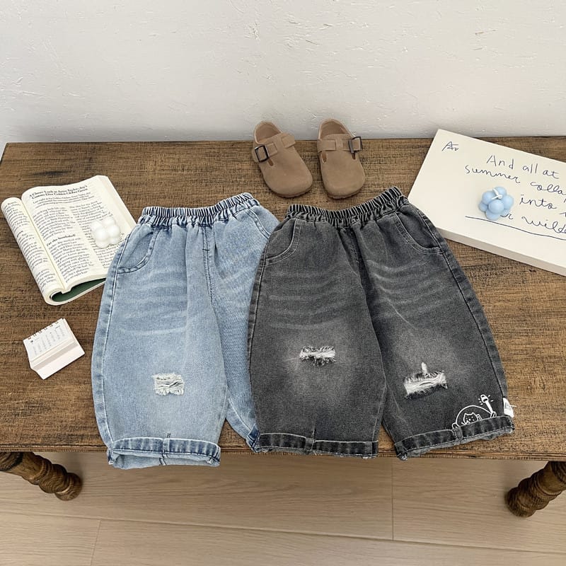 ダメージ加工ルーズフィットデニムパンツ