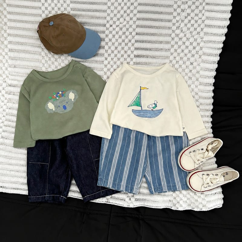 【BABY】カートゥーンアニマルプリント長袖Tシャツ