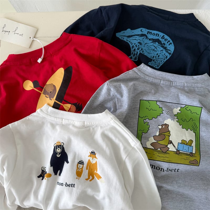【KID】モンベットくまアニマルプリント長袖Tシャツ
