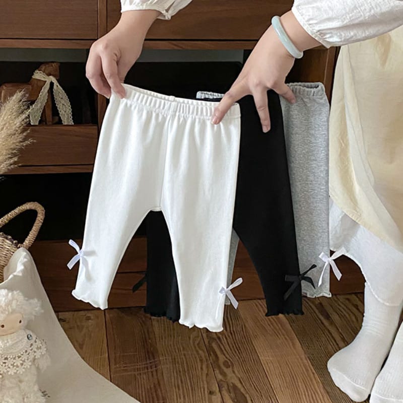 【BABY】女の子裾リボン付きレギンスパンツ