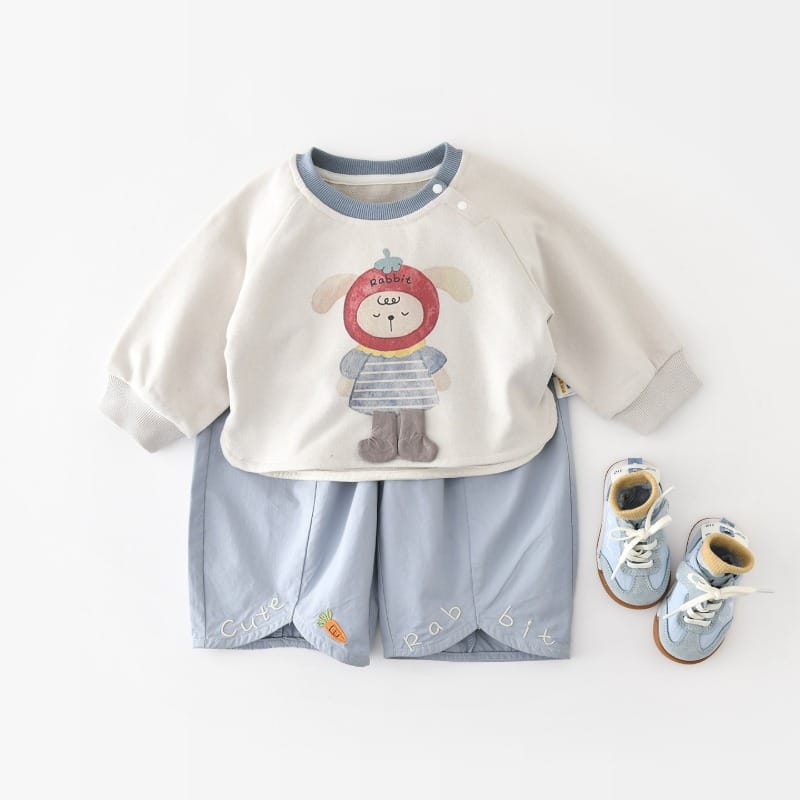 トマトうさぎ長袖Tシャツロングパンツセット