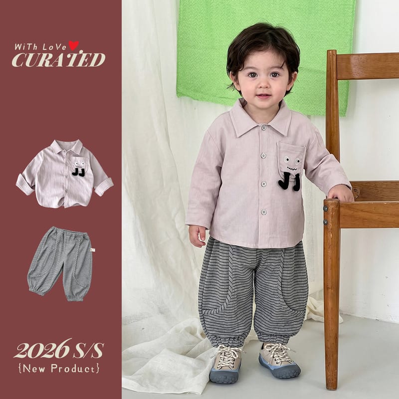 ビビッドシャツストライプパンツセットアップ