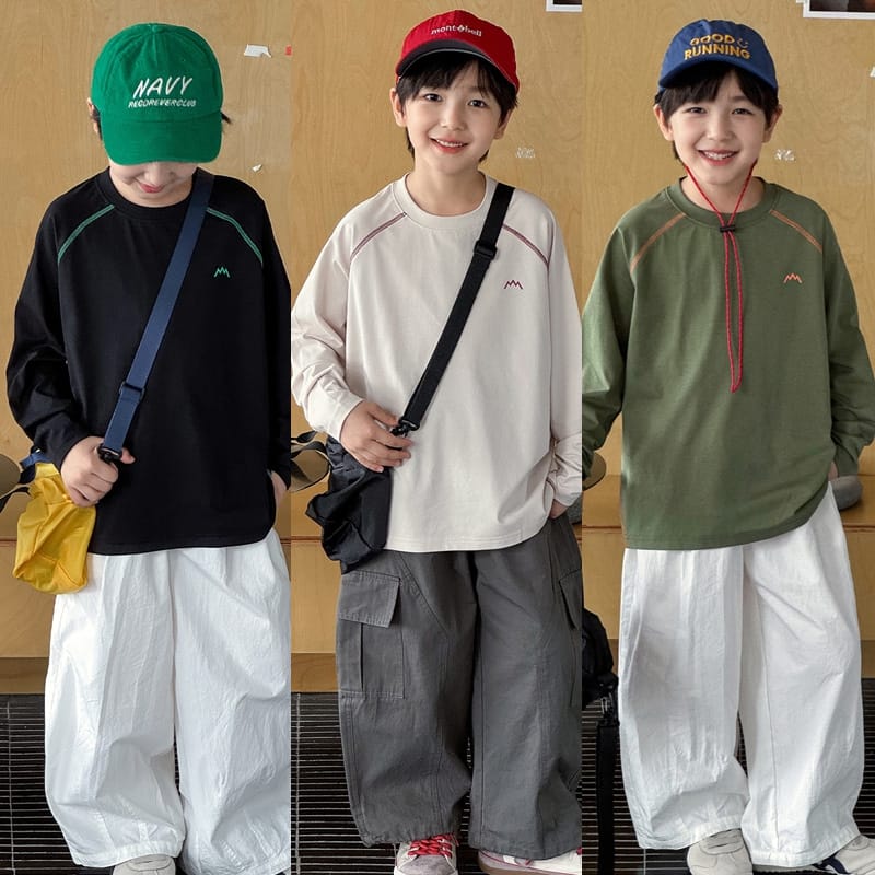 【KID】マウンテンロゴ配色ステッチ長袖Tシャツ