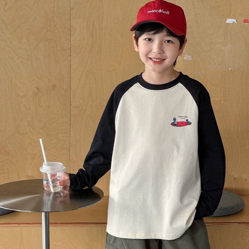 スケートボードプリントラグラン長袖Tシャツ