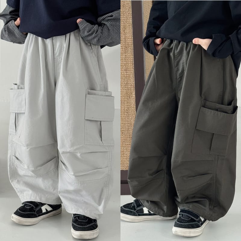 切替デザインサイドポケットワイドカーゴパンツ