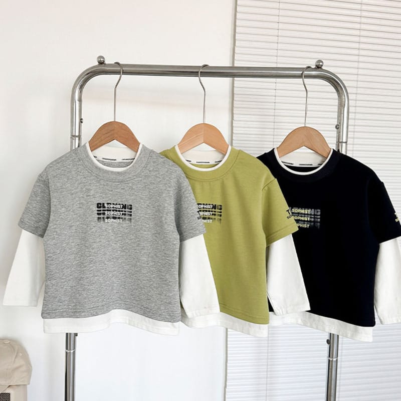 【KID】ロストファインレイヤード風ロゴプリント長袖Tシャツ