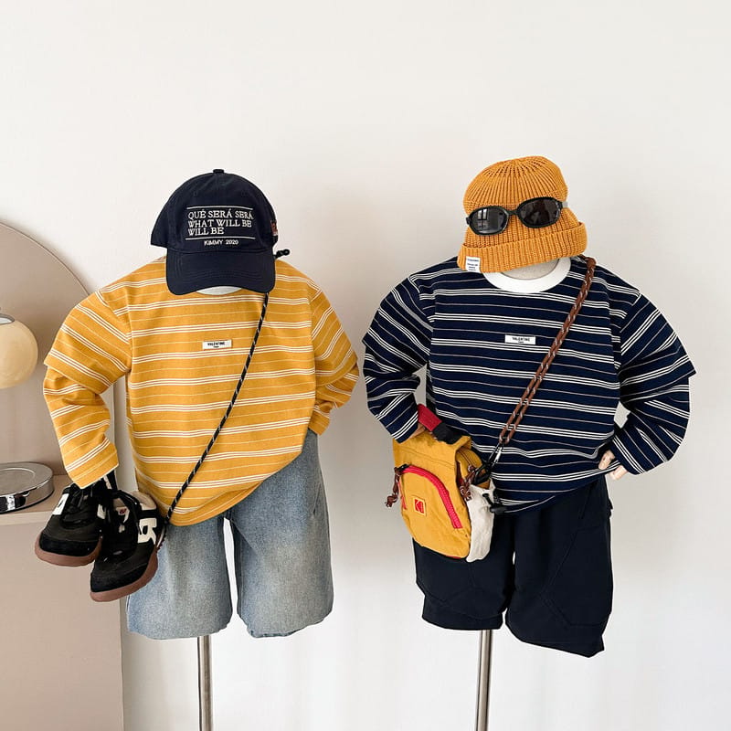 【KID】ストライプ柄ルーズシルエット長袖クルーネックＴシャツ