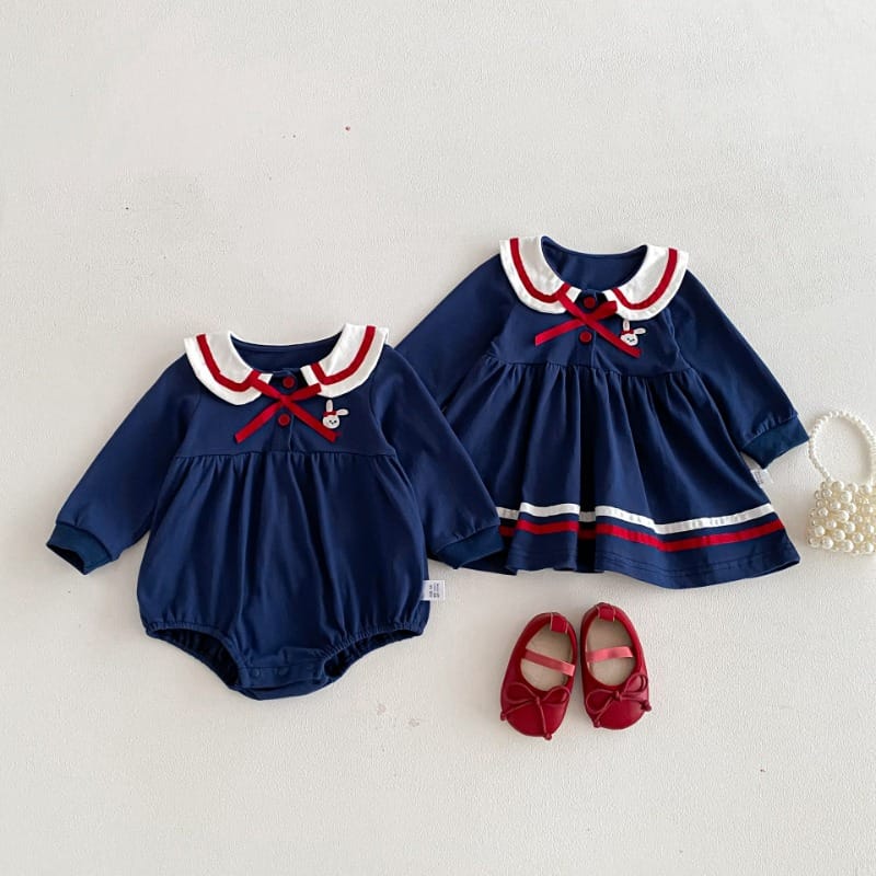 【兄妹服】うさぎカレッジ風ロンパース／ワンピース