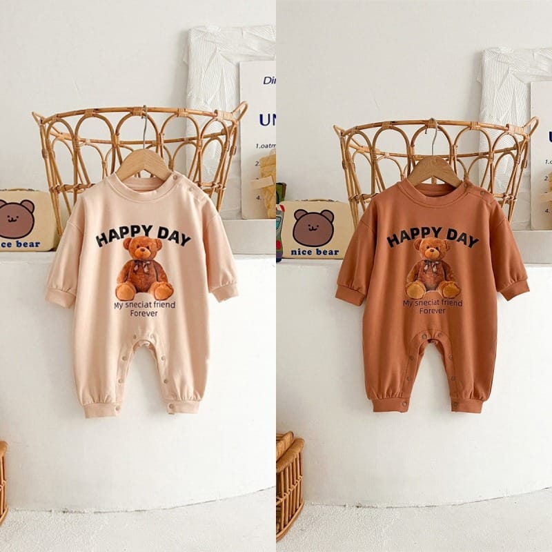 【BABY】ハッピーデイクッキーくま長袖ロンパース