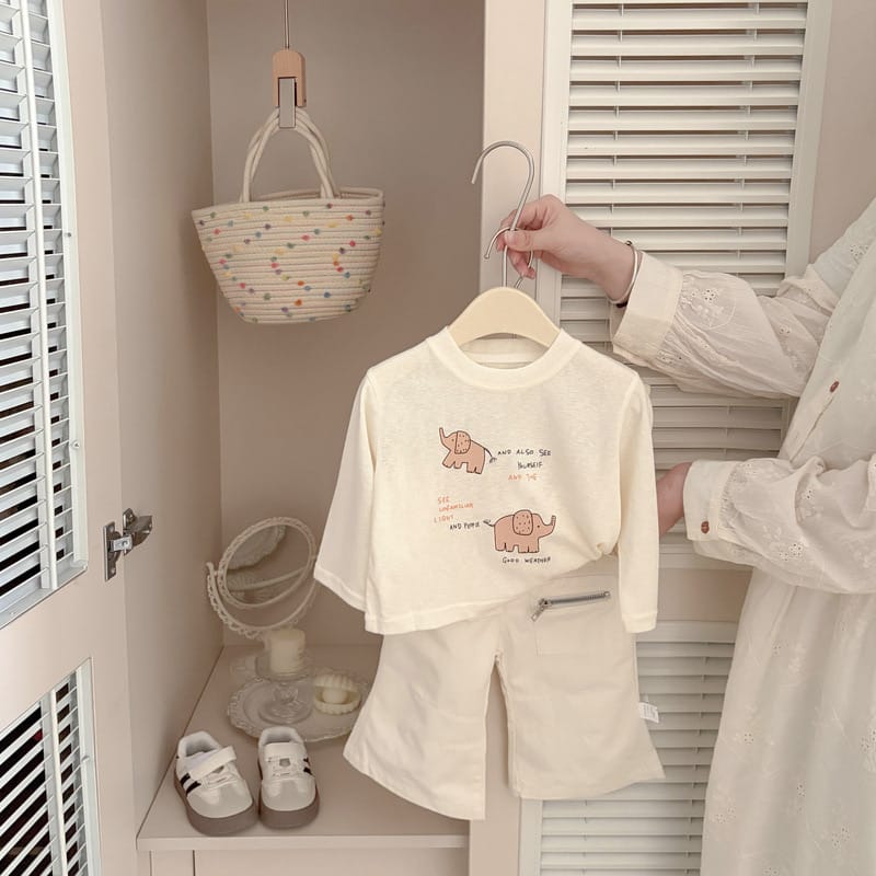 【BABY】ぞうさんプリントグッドウェザー長袖Tシャツ