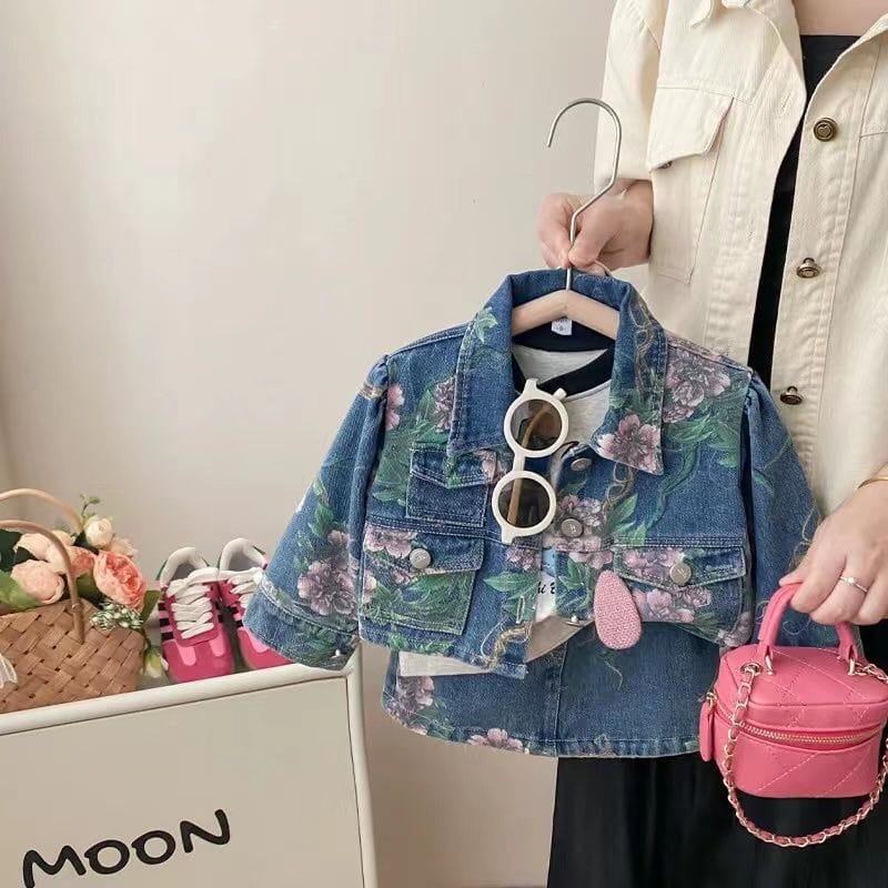 ワイルドフラワーデニムジャケットスカートセットアップ