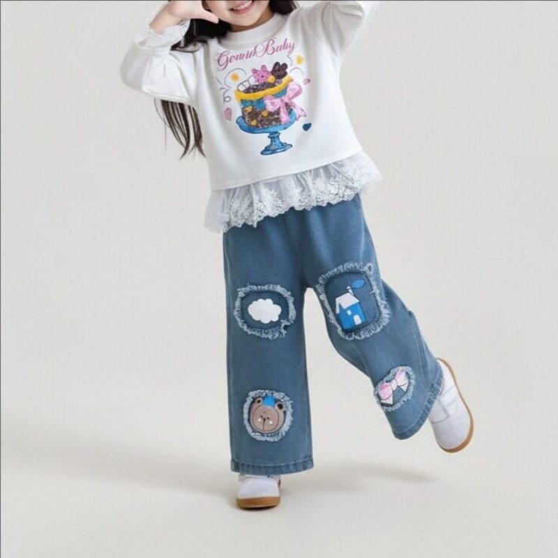 カップケーキプリントレース長袖Tシャツ