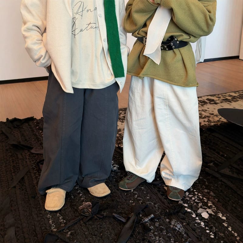 【KID】配色切り替えウォッシュカジュアルロングパンツ
