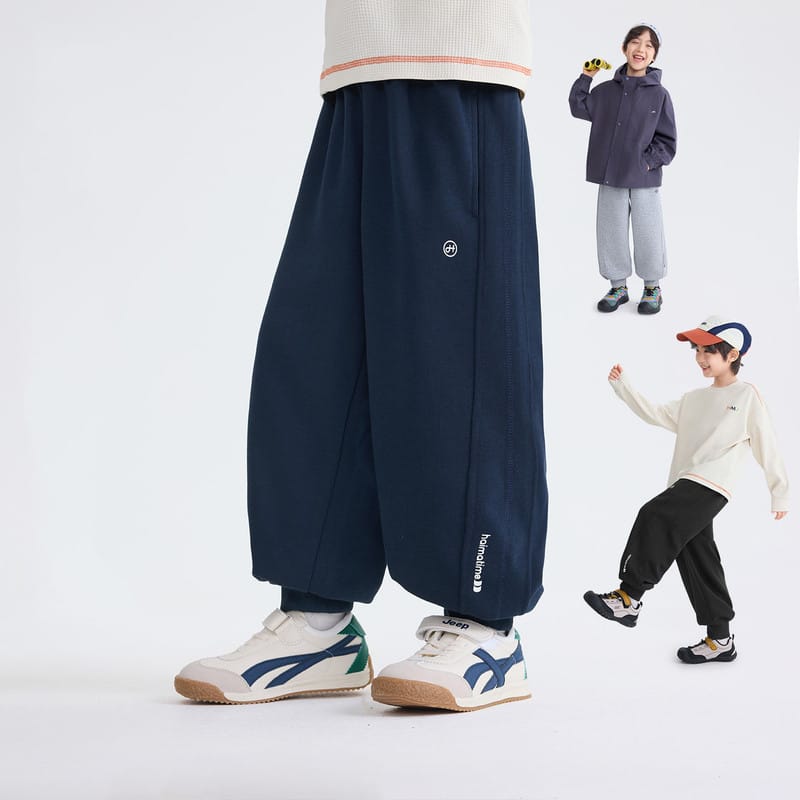 【KID】男の子無地ゆったりスポーツスウェットロングパンツ