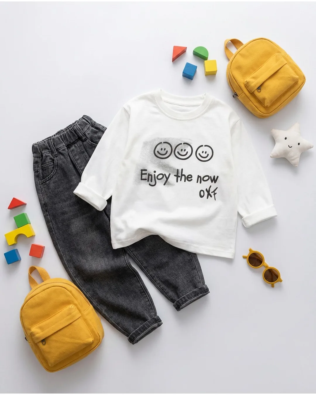 エンジョイスマイル英字デザイン長袖Tシャツ